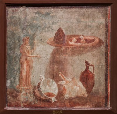 Statue av Dionysos, geitehode og frukt, Herculaneum av School Roman