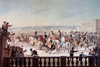 Alexandre I (1777-1825) på Paris Place de la Concorde. Maleri av den russiske skolen av School Russian