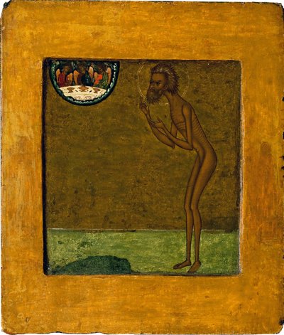 Basilikum den salige eller den hellige basilikum (Vassili) (1469-1551 eller 1557). Anonymt russisk ikon, tempera på tre, slutten av 1500-tallet. Tradisjonell kunst fra Moskva. Statens Tretyakov-galleri, Moskva. av School Russian