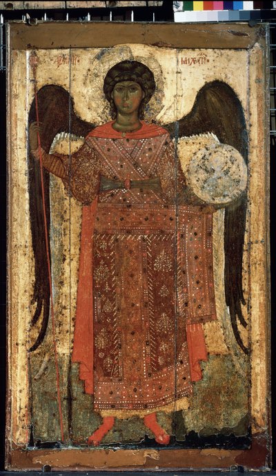 ""Erkeengelen Saint Michael"" Russisk ikon. Maling på tre. Rundt 1300. Statens Tretjakovgalleri, Moskva av School Russian