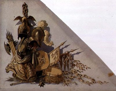 Neo-Classical Trophies of Arms: Europe, ca. 1825 (akvarell på papir) av School Russian