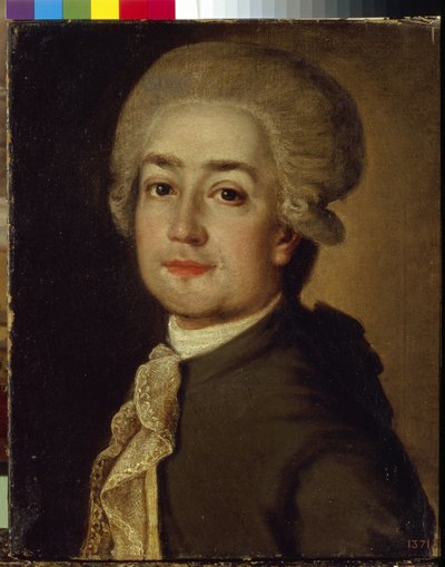 Portrett av komponisten Fyodor Makarov (1756-1821) (Portrett av komponisten Fyodor Fyodorovich Makarov). Anonymt maleri, olje på lerret, ca 1780. Russisk kunst av School Russian