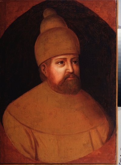 Portrett av tsar Michael I Fyodorovich Romanov av Russland (1596-1645). Maleri av en russisk mester, olje på lerret, andre halvdel av 1600-tallet. Tradisjonell russisk kunst. Regionalt kunstmuseum, Rostov-na-Don (Russland). av School Russian