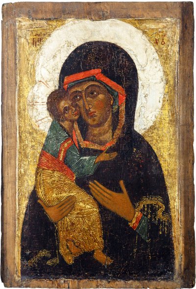 Russisk ikon: Jomfruen av Vladimir. Tempera på panel, første halvdel av 1400-tallet, Museum for historie og kunst, Suzdal av School Russian