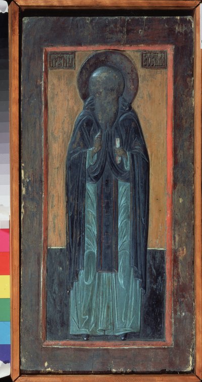 Den hellige Zosimus av Solovki (død 1478). Russisk ikon, polykrom utskåret tre, midten av 1500-tallet. Gammel tradisjonell russisk kunst fra nord. Regionalt museum for kunst og brukskunst, Smolensk (Russland). av School Russian