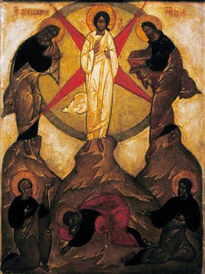 The Agony in the Garden (tempera og gullblad på panel) av School Russian
