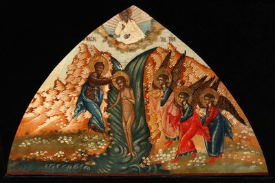 The Baptism of Christ - Russisk ikon - Midt på 1800-tallet. - Tempera på panel - Privat samling av School Russian