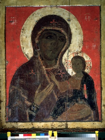 ""Virgin Hodegetria (Hodigitria)"" Russisk ikon. Maleri på tre fra 1200-tallet. Statens Tretyakov-galleri, Moskva av School Russian