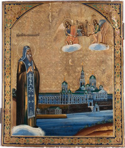 helgen Nil de Stolbensk (mort en 1554) - Saint Nilus of Lake Seliger - russisk ikon av School Russian