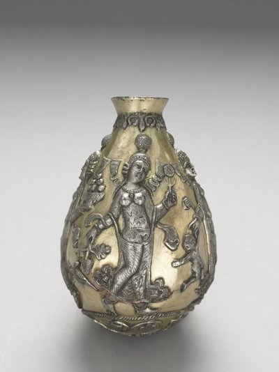 Anahita fartøy, 300-500 (støpt, hevet, repoussé, jaget og forgylt sølv) av School Sasanian