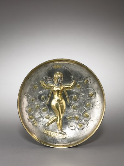 Rett: Gudinnen Anahita, 400-600 (forgylt sølv) av School Sasanian