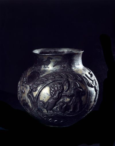 Persisk kunst: sølvvase. Tidlig Sassanid-periode. Bevar i Bale, Sveits av School Sasanian
