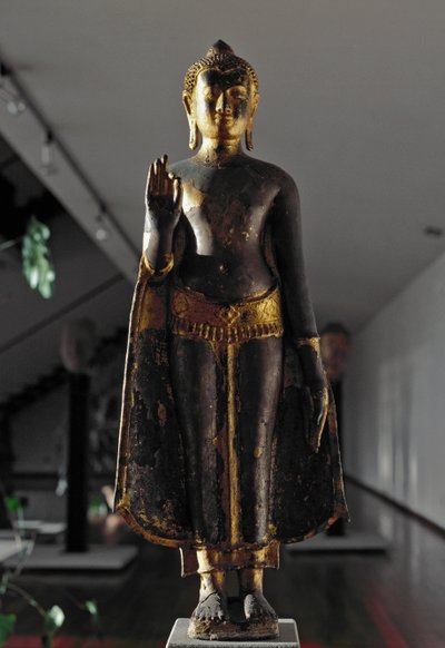 Lopaburi-stil: Abhyamudra Buddha (skulptur av School Siamese