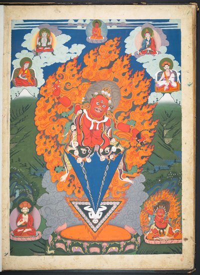 Legge til. Eller. 3052 En av 12 tegninger som viser tibetanske guder av en tibetansk kunstner, sannsynligvis i Lhasa, ca. 1800 (gouache på papir) av School Tibetan