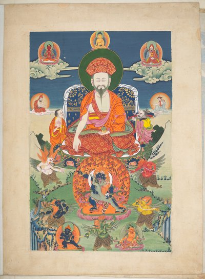 Legge til. Eller. 3056  En av 12 tegninger som viser tibetanske guder av en tibetansk kunstner, sannsynligvis i Lhasa, ca. 1800    (gouache på papir) av School Tibetan