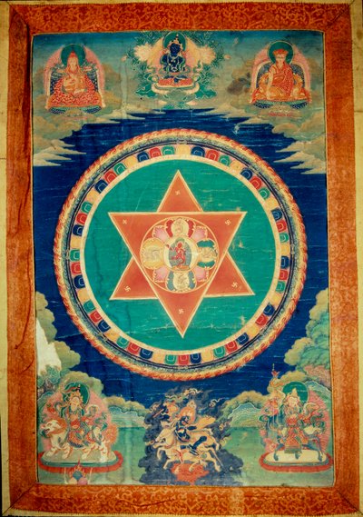 Gudinnen Mandala de vajravarami danser (i midten) navnet betyr "" adamantine laie""". Tibet av School Tibetan