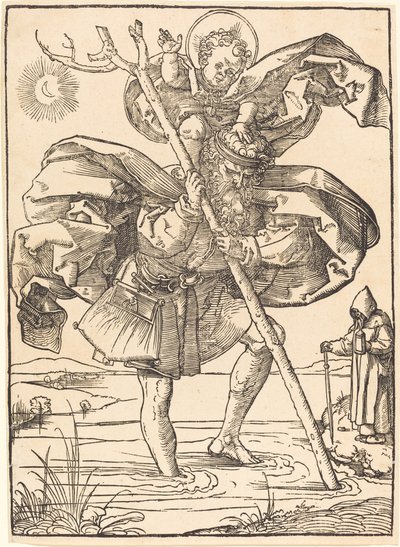 Den hellige Christopher av School of Albrecht Dürer
