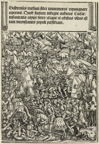 Den andre krigen i Gueldres, fra The Triumphal Arch of Maximilian I av School of Albrecht Dürer