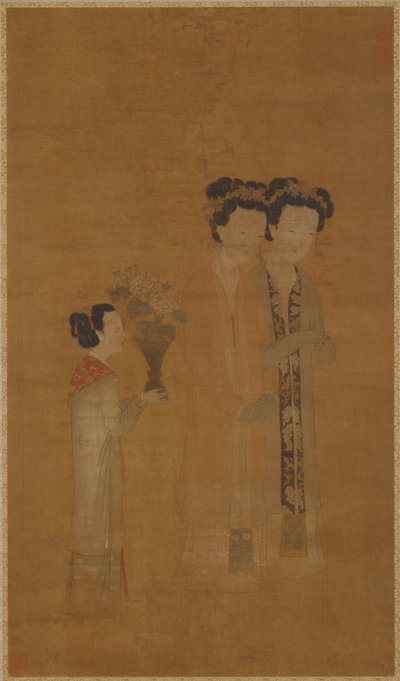 Hofdamer og betjenter, Ming-dynastiet, 1500-tallet. av School of Tang Yin