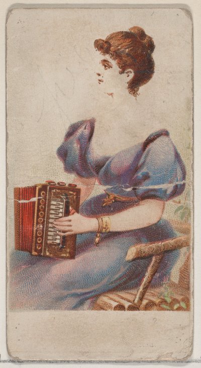 Trekkspill, fra Musical Instruments-serien N82 for Duke-sigaretter, 1888., 1888. av Schumacher and Ettlinger
