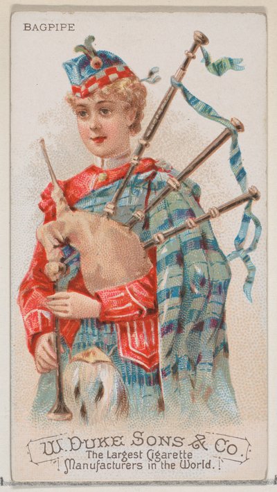 Sekkepipe, fra Musical Instruments-serien N82 for Duke-sigaretter, 1888., 1888. av Schumacher and Ettlinger