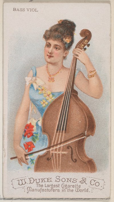 Bass Viol, fra Musical Instruments-serien N82 for Duke-sigaretter, 1888., 1888. av Schumacher and Ettlinger