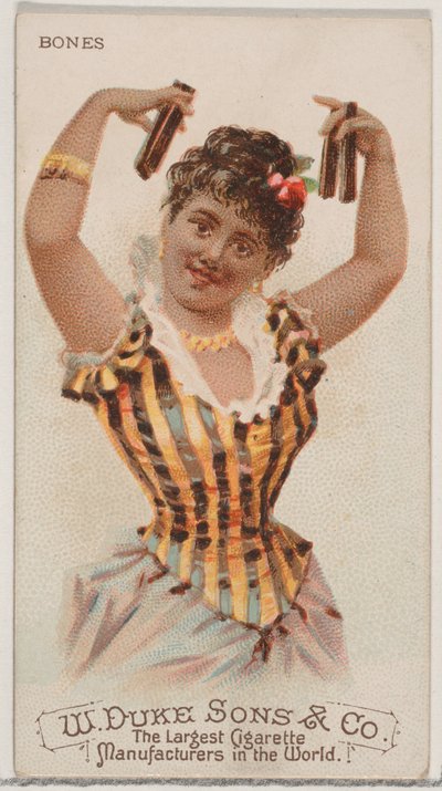 Bones, fra Musical Instruments-serien N82 for Duke-sigaretter, 1888., 1888. av Schumacher and Ettlinger