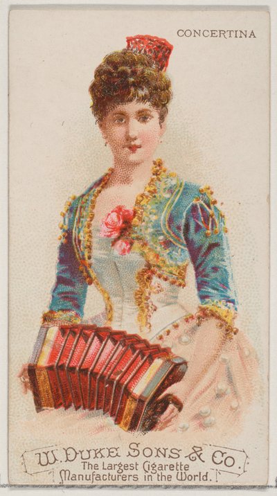 Concertina, fra Musical Instruments-serien N82 for Duke-sigaretter, 1888., 1888. av Schumacher and Ettlinger