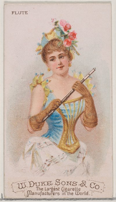 Fløyte, fra Musical Instruments-serien N82 for Duke-sigaretter, 1888., 1888. av Schumacher and Ettlinger