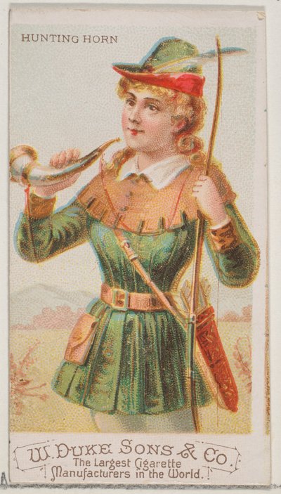 Jakthorn, fra Musical Instruments-serien N82 for Duke-sigaretter, 1888., 1888. av Schumacher and Ettlinger