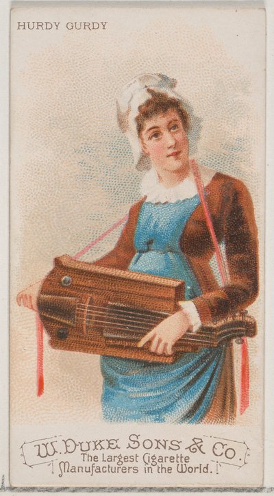Hurdy Gurdy, fra Musical Instruments-serien N82 for Duke-sigaretter, 1888., 1888. av Schumacher and Ettlinger
