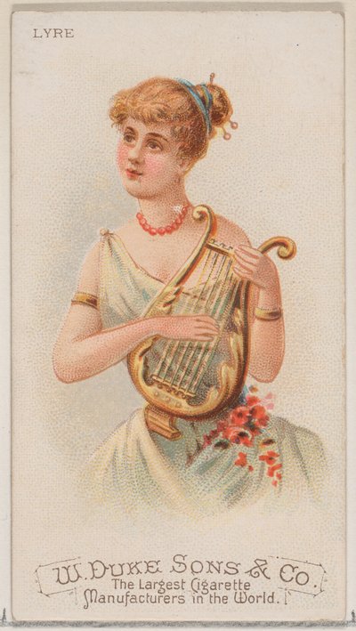 Lyre, fra Musical Instruments-serien N82 for Duke-sigaretter, 1888., 1888. av Schumacher and Ettlinger