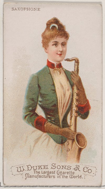 Saksofon, fra Musical Instruments-serien N82 for Duke-sigaretter, 1888., 1888. av Schumacher and Ettlinger
