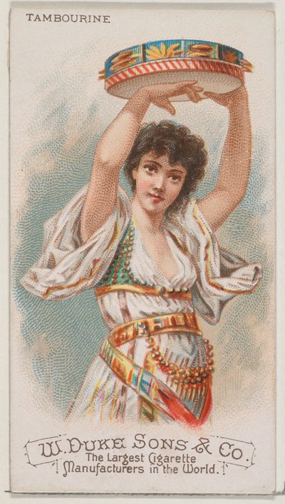 Tambourine, fra Musical Instruments-serien N82 for Duke-sigaretter, 1888., 1888. av Schumacher and Ettlinger