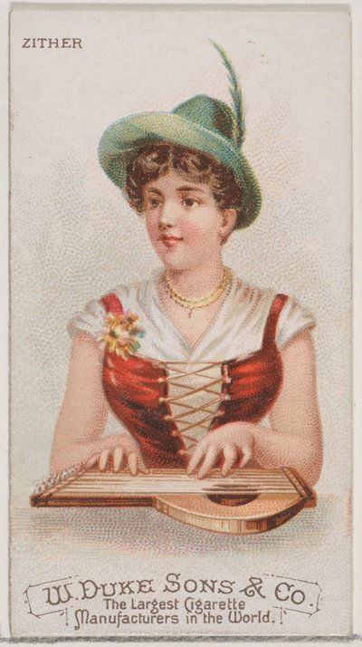 Sither, fra Musical Instruments-serien N82 for Duke-sigaretter, 1888., 1888. av Schumacher and Ettlinger