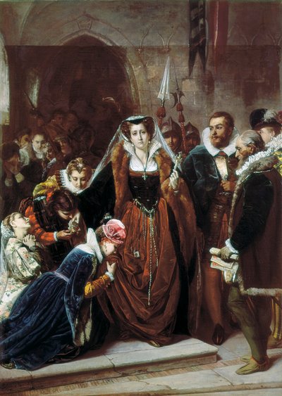 Queen Mary 1st Stuart (1542-1587) går til stillaset av Scipione Vannutelli