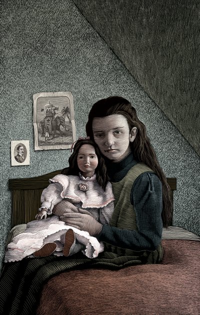 En liten prinsesse, 2004 (skrapebrett, fargelagt digitalt) av Scott McKowen
