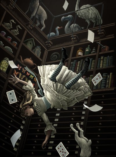 Alice i Eventyrland, 2005 (skrapebrett, fargelagt digitalt) av Scott McKowen