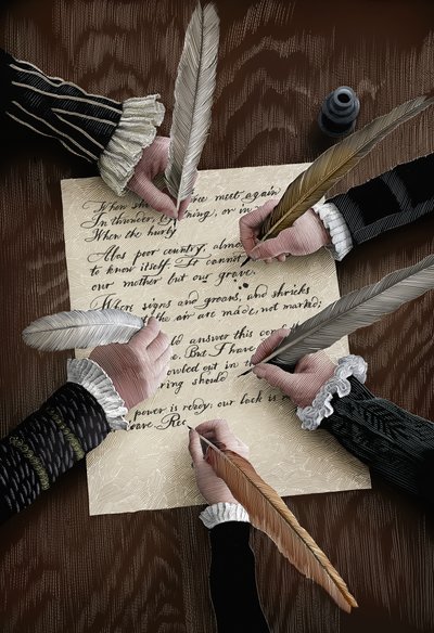 Equivocation, 2015 (skrapebrett, digitalt fargelagt) av Scott McKowen