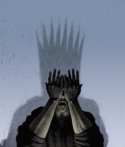 Macbeth, 2000 (skrapebrett, digitalt fargelagt) av Scott McKowen