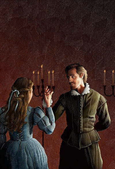 Shakespeare in Love, 2017 (skrapebrett, digitalt fargelagt) av Scott McKowen