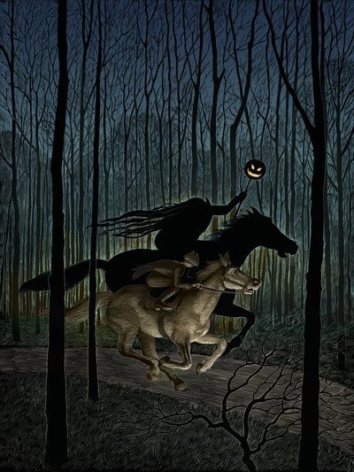 Legenden om Sleepy Hollow, 2012 (skrapebrett, digitalt fargelagt) av Scott McKowen