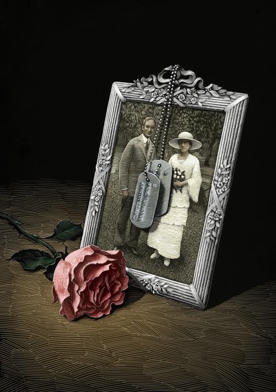 Emnet var roser, 2010 (skrapebrett, fargelagt digitalt) av Scott McKowen