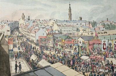 Tegning av Glasgow Fair, fra The Glasgow Looking Glass, 1825 av Scottish School