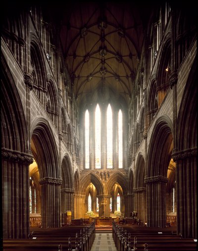 Gotisk kunst: utsikt over det indre av Glasgow katedral. 1100-tallet. Skottland av Scottish School