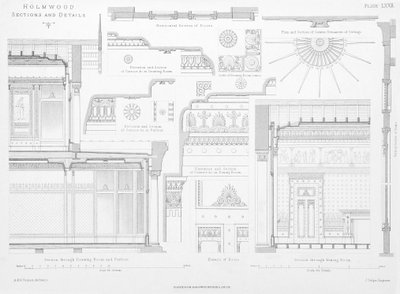 Dekorative interiørdetaljer av Homwood, Glasgow (gravering) av Scottish School
