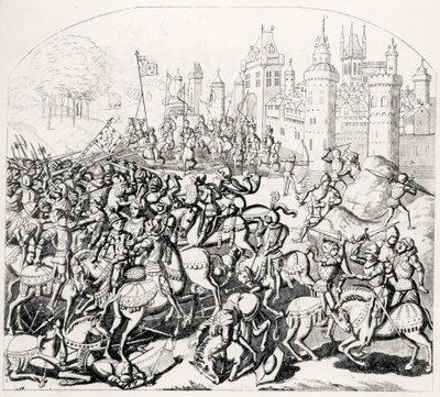 Kong David av Skottland (1084-1153) kommer med en stor hær før Newcastle-upon-Tyne, 1138 av Scottish School
