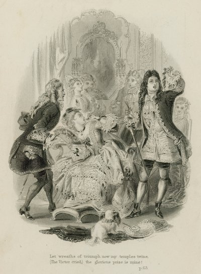 Scene fra Rape of the Lock, av Alexander Pope (gravering) av Scottish School