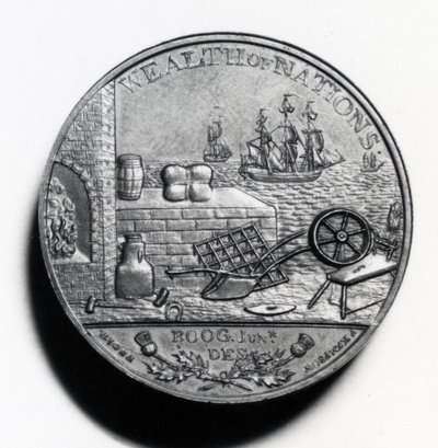 Scottish Penny til minne om Adam Smith (revers), 1797 (kobber) (for forside se XJF448269) av Scottish School