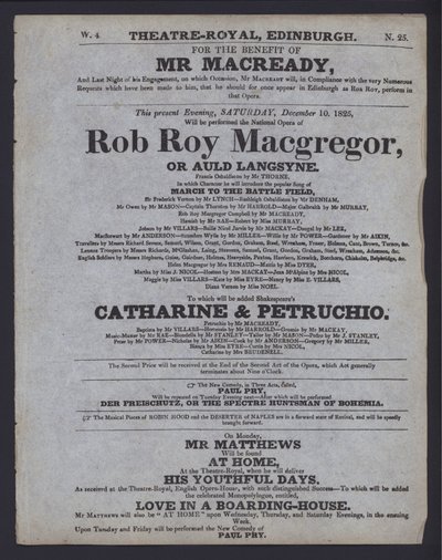 Teaterprogram for Theatre Royal, Edinburgh av Scottish School